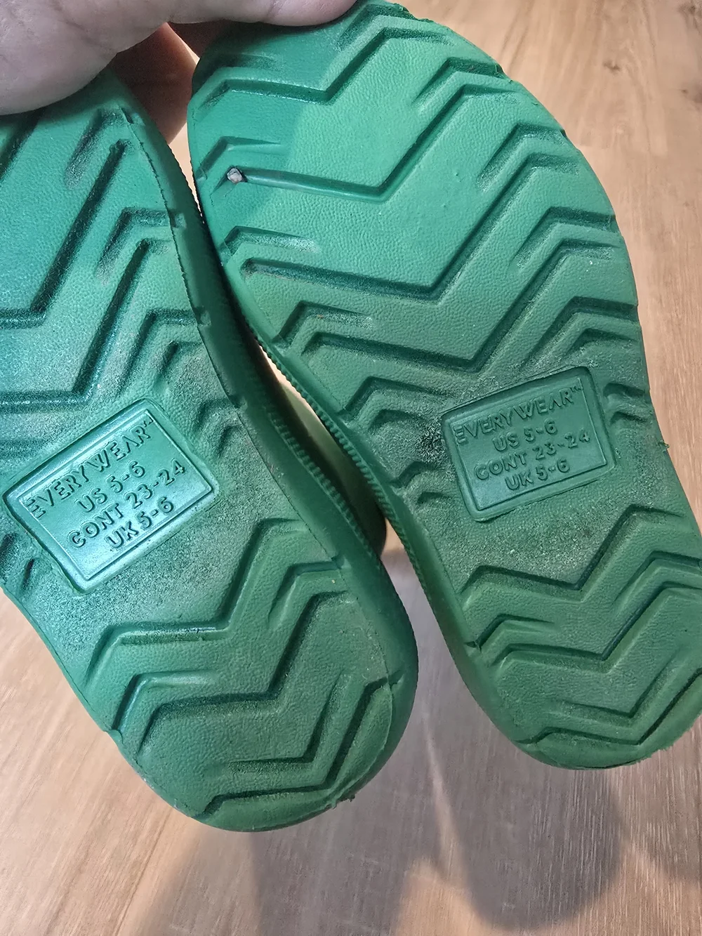 totes Kids Green Rain Boots with Blue and Yellow Pull Tabs